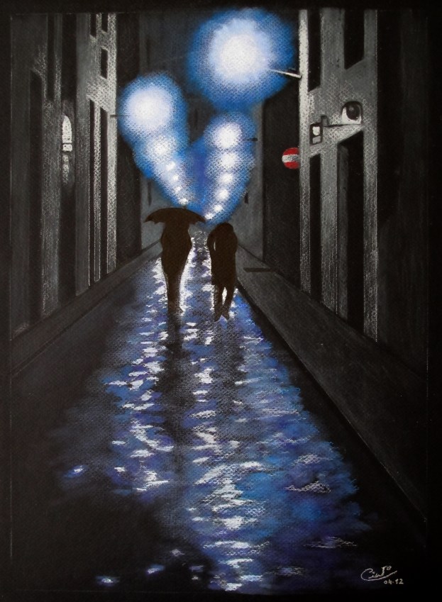 Pastel sobre cartulina negra