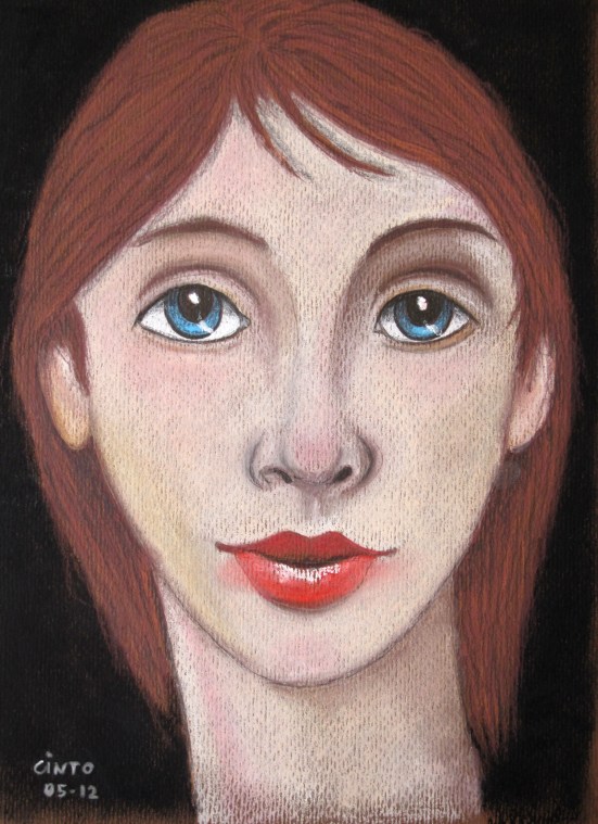 Dibujo al pastel sobre cartulina negra